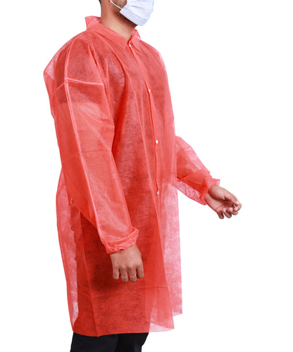 Lab Coat Universal Size Red, 50 Count