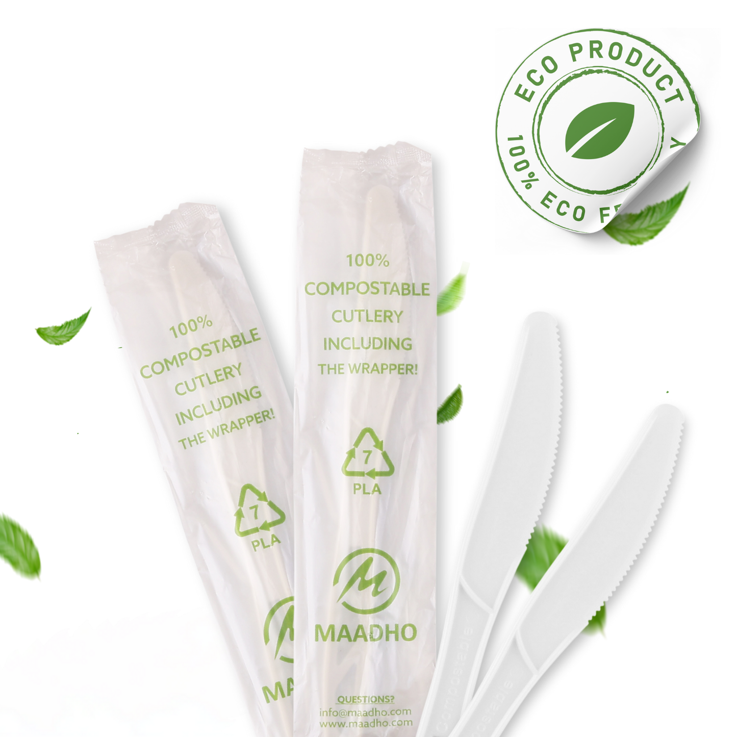 Individually Wrapped Biodegradable Knife, 1000 Count