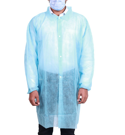 Lab Coat Universal Size Blue, 50 Count